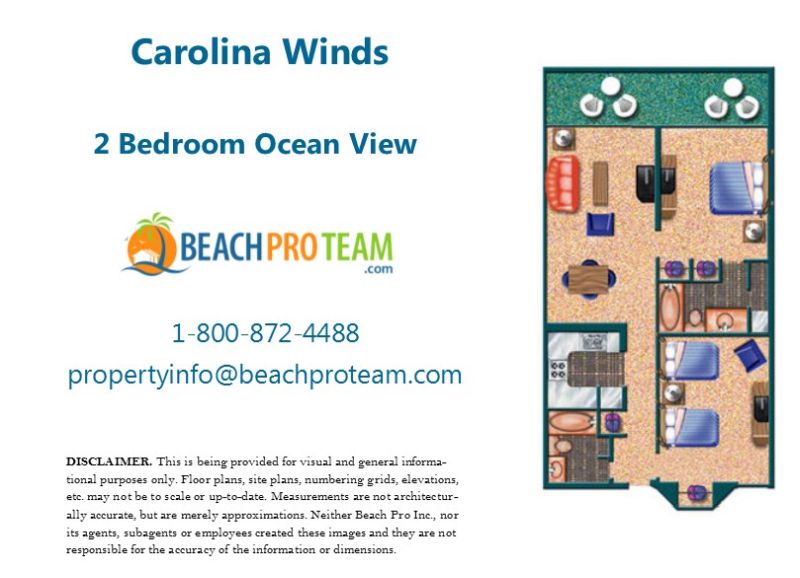 Carolina Winds Floor Plan  - 2 Bedroom Ocean View